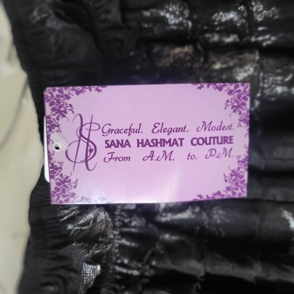 SANA HASHMAT COUTURE Black Metallic Tiered Maxi Skirt High Waisted- One Size - Picture 8 of 9